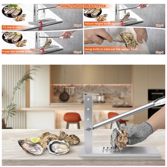 Oyster Shucker Machine Tool Set, Oyster Clam Opener, Knife, Hotel Buffets Homes - Picture 5 of 13